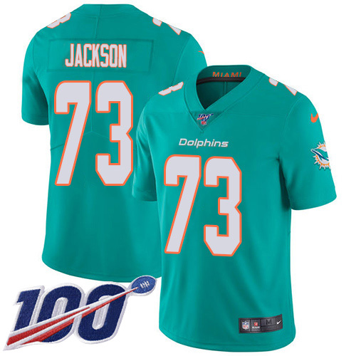 Nike Miami Dolphins #73 Austin Jackson Aqua Green Team Color Youth Stitched NFL 100th Season Vapor Untouchable Limited Jersey->youth nfl jersey->Youth Jersey